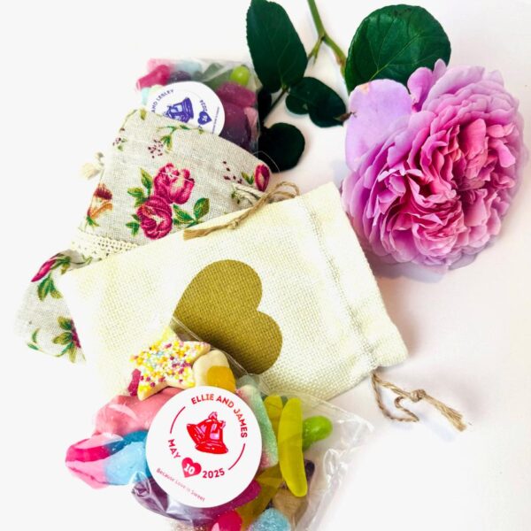 Pick & mix sweets inside drawstring gift bags