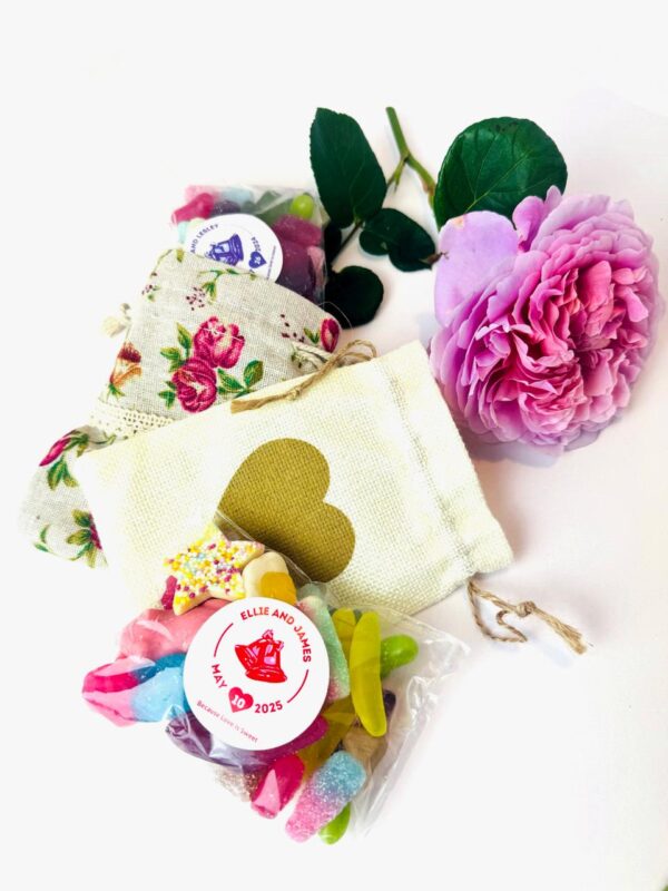 Pick & mix sweets inside drawstring gift bags